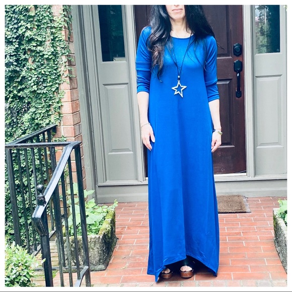 SAPPHIRE BLUE SIDE POCKETS MAXI DRESS - Picture 16 of 16
